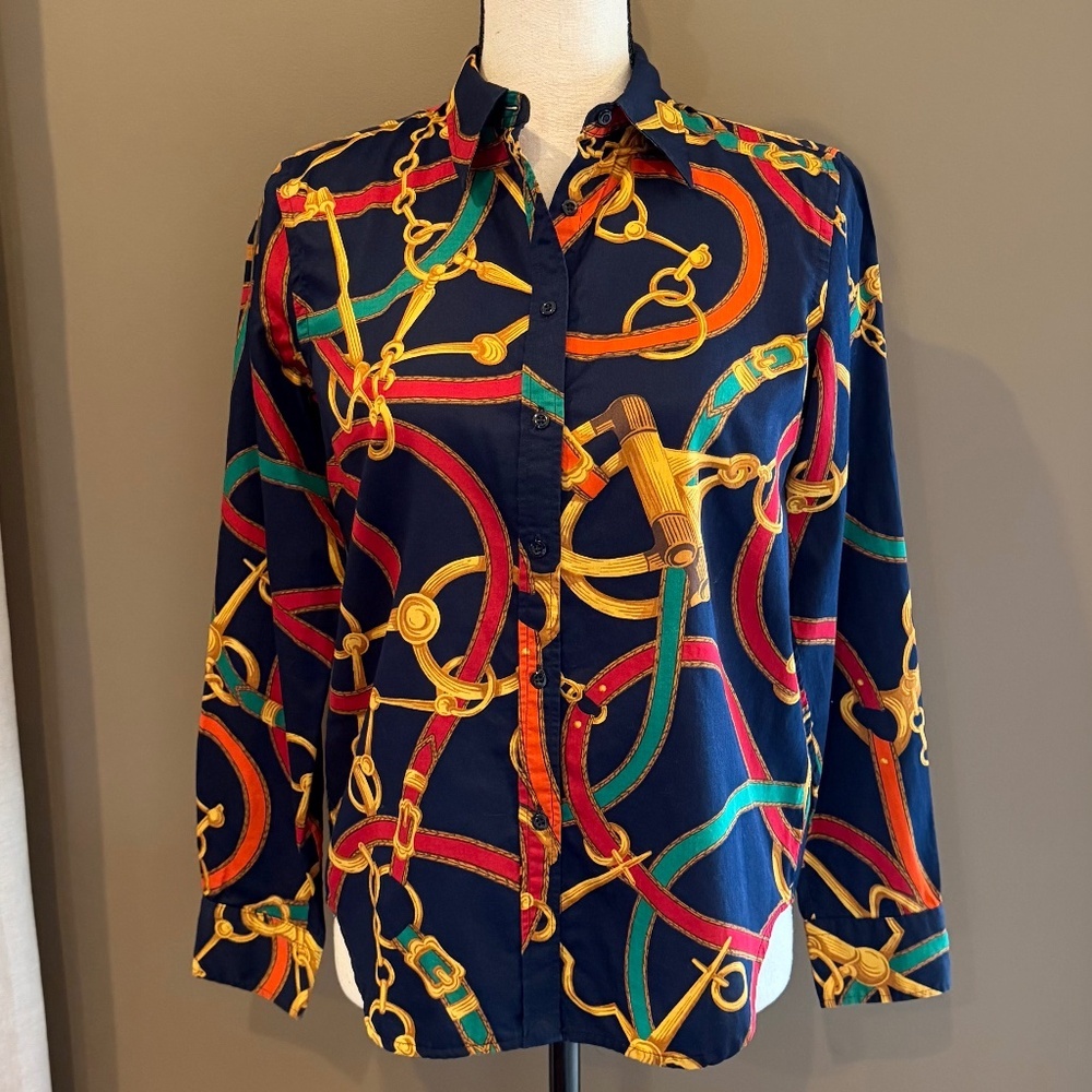 Lauren Ralph Lauren Western Equestrian Cowgirl Rodeo Chain Colorful, Size Small